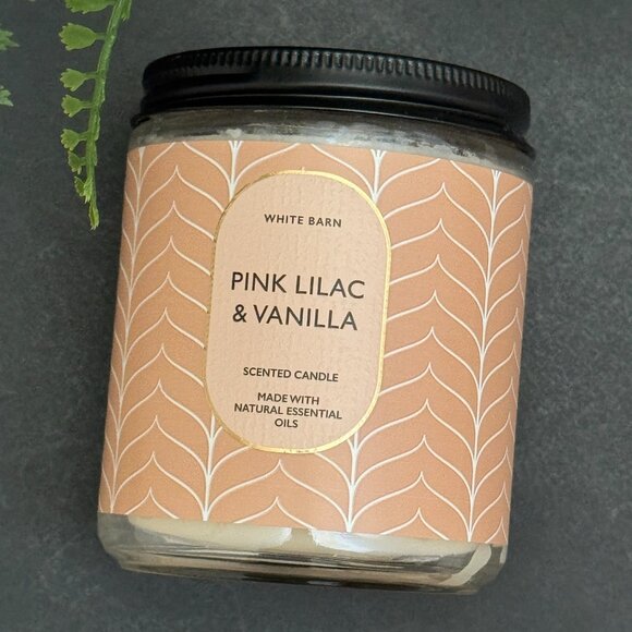 BBW Pink Lilac & Vanilla White Barn Bath & Body Works Mason Single Wick Candle - Picture 5 of 10